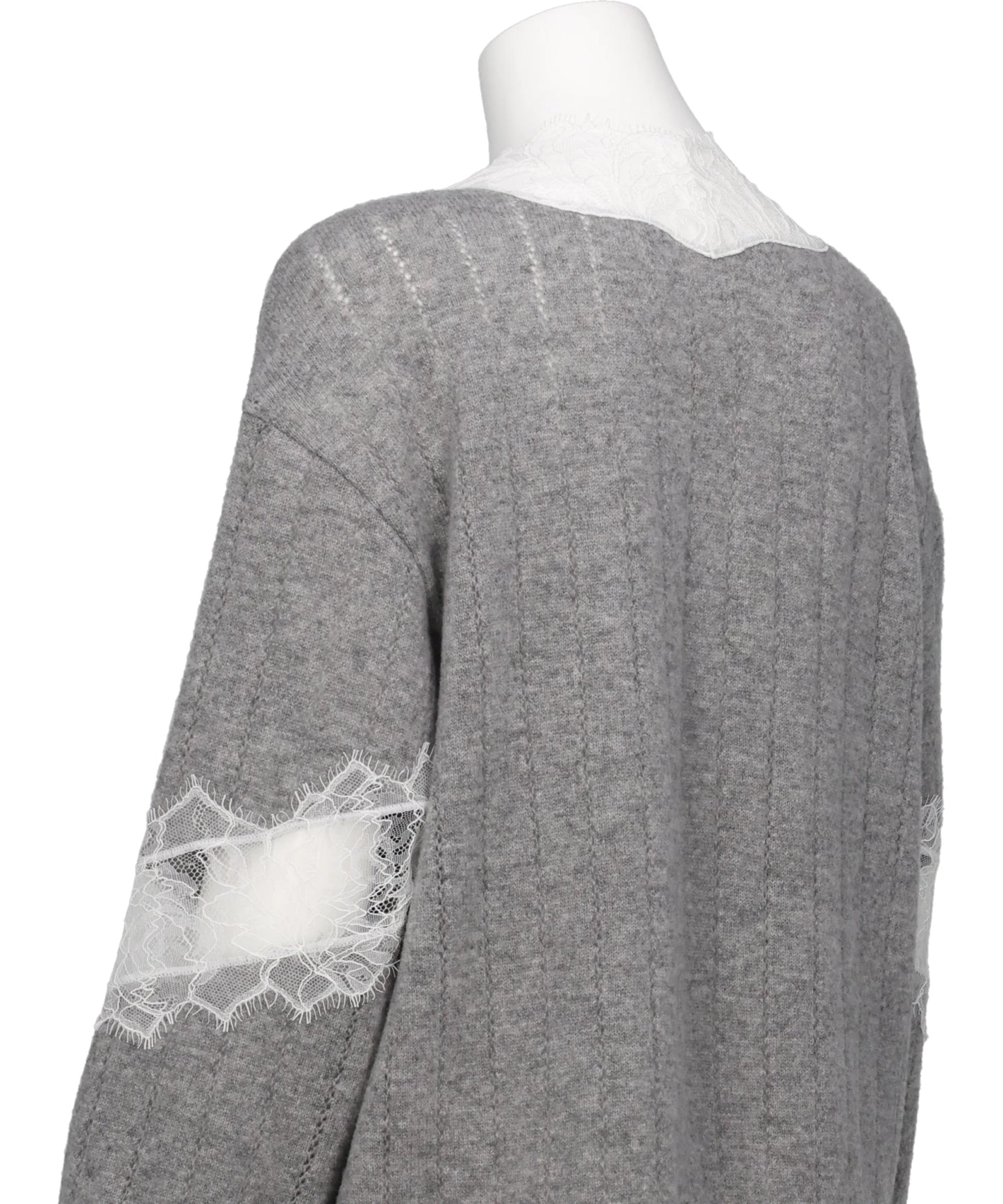 OVERSIZED HAIRY LACE PANELED KNITCARDIGAN
