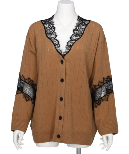 FETICO(フェティコ) 2026AW OVERSIZED HAIRY LACE PANELED KNITCARDIGAN FTC264-0702