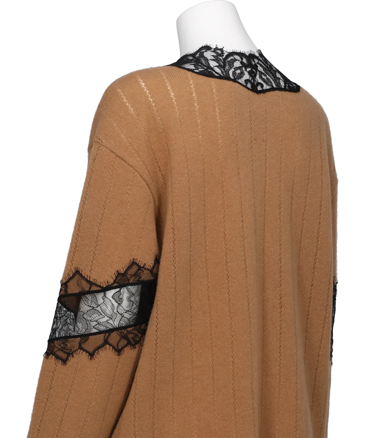 OVERSIZED HAIRY LACE PANELED KNITCARDIGAN