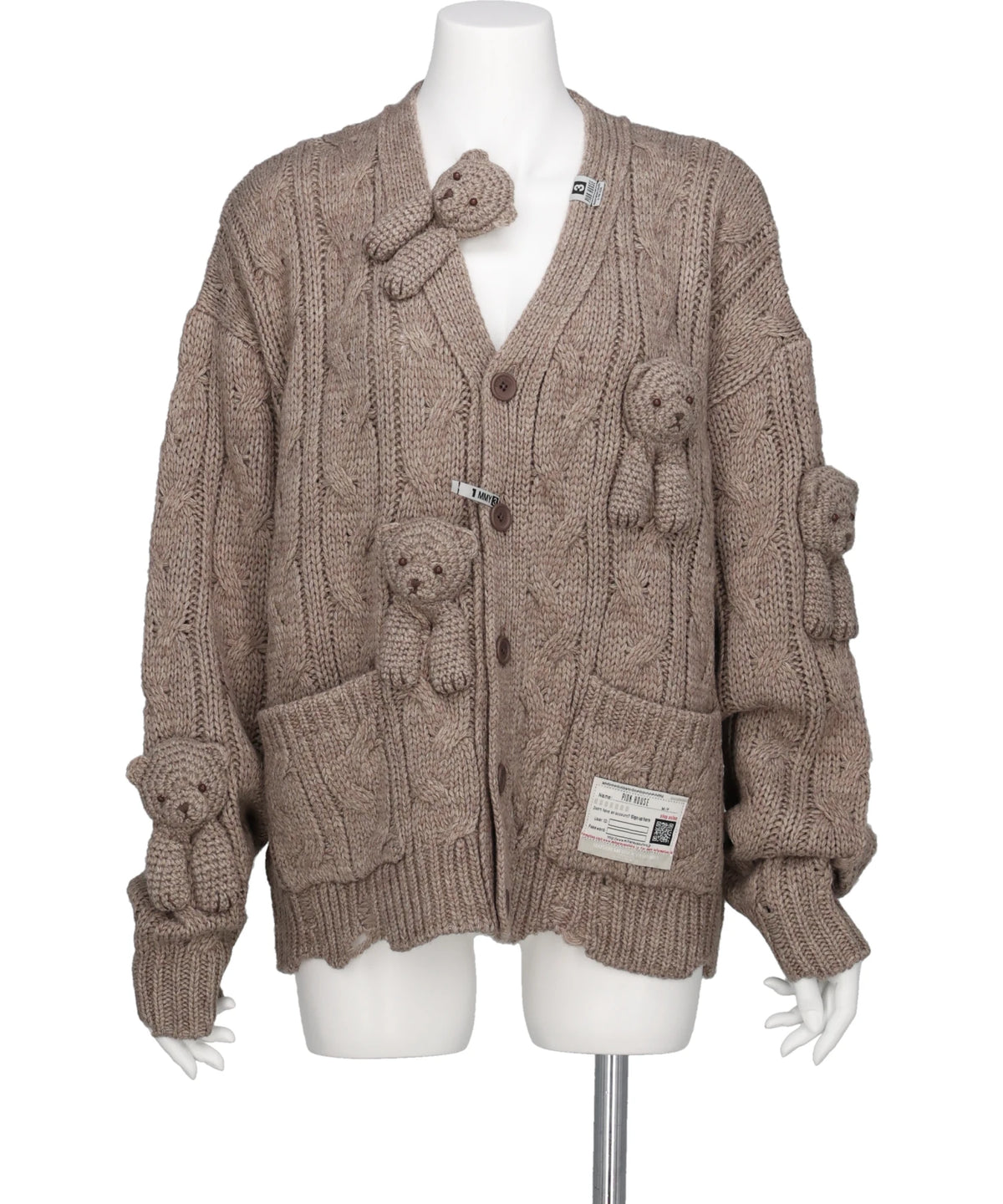 Maison MIHARA YASUHIRO(メゾンミハラヤスヒロ) 2026AW PINK HOUSE BEARS KNIT CARDIGAN C17CD500