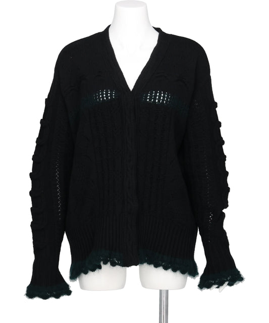 Mame Kurogouchi(マメクロゴウチ) 2026AW WOOL CABLE KNIT CARDIGAN MM26FW-KN514