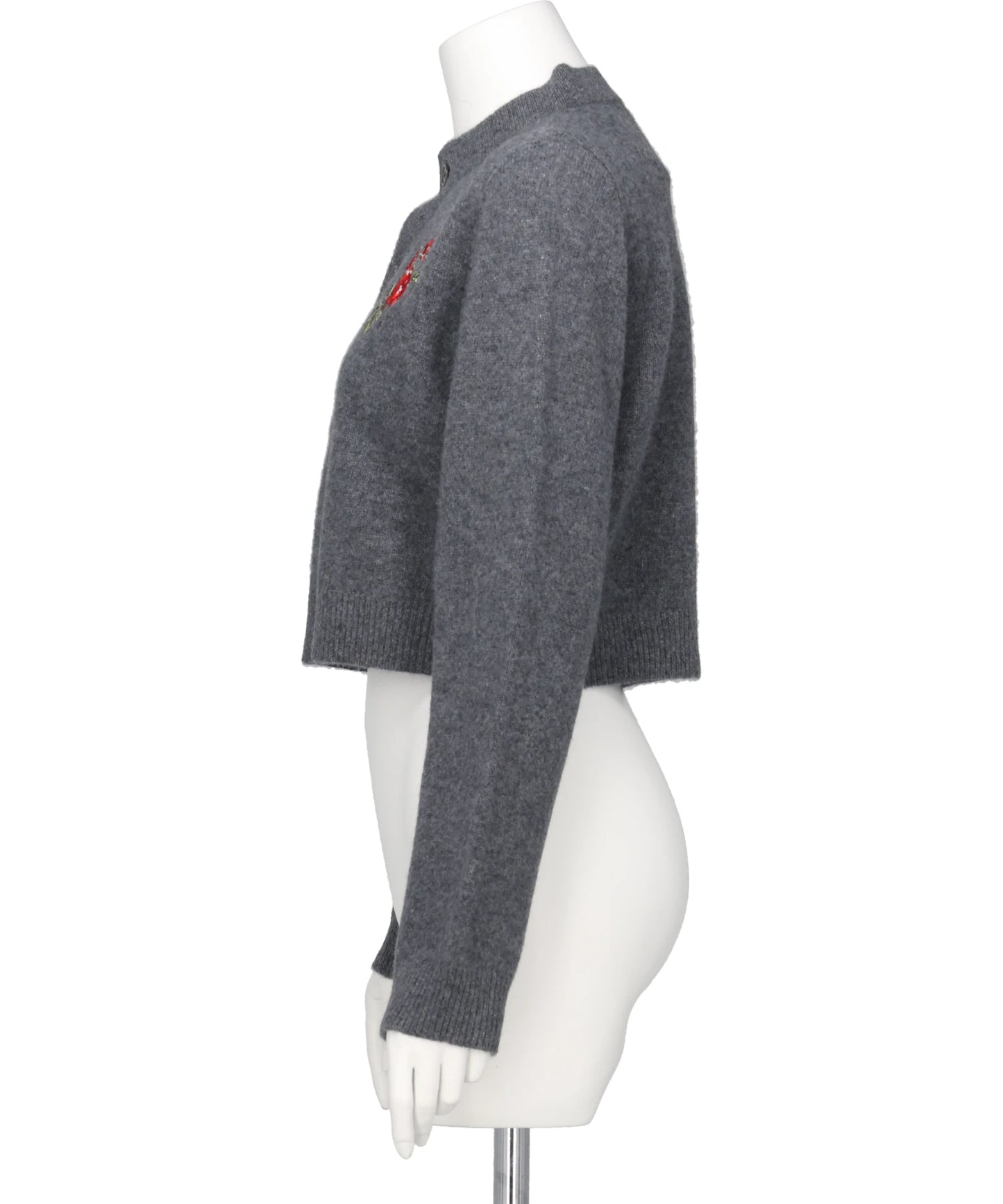 ROSE HAND BRODERIE POLO CARDIGAN
