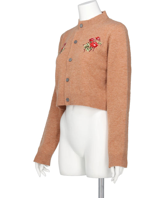 ROSE HAND BRODERIE POLO CARDIGAN