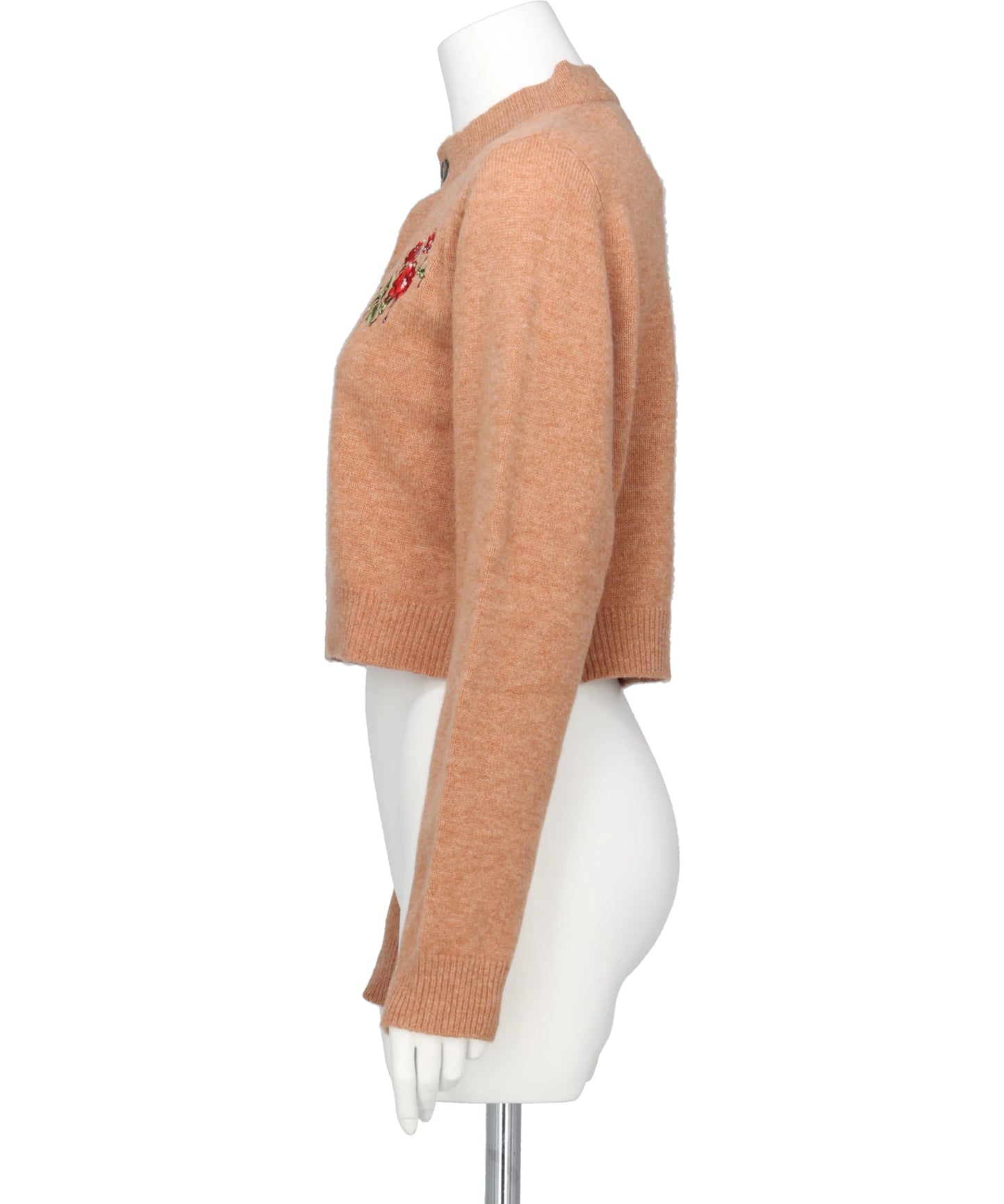 ROSE HAND BRODERIE POLO CARDIGAN