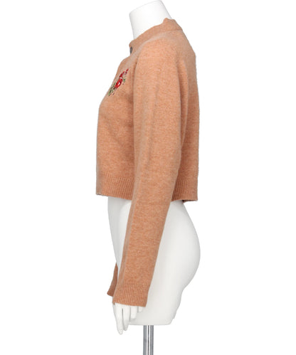 ROSE HAND BRODERIE POLO CARDIGAN