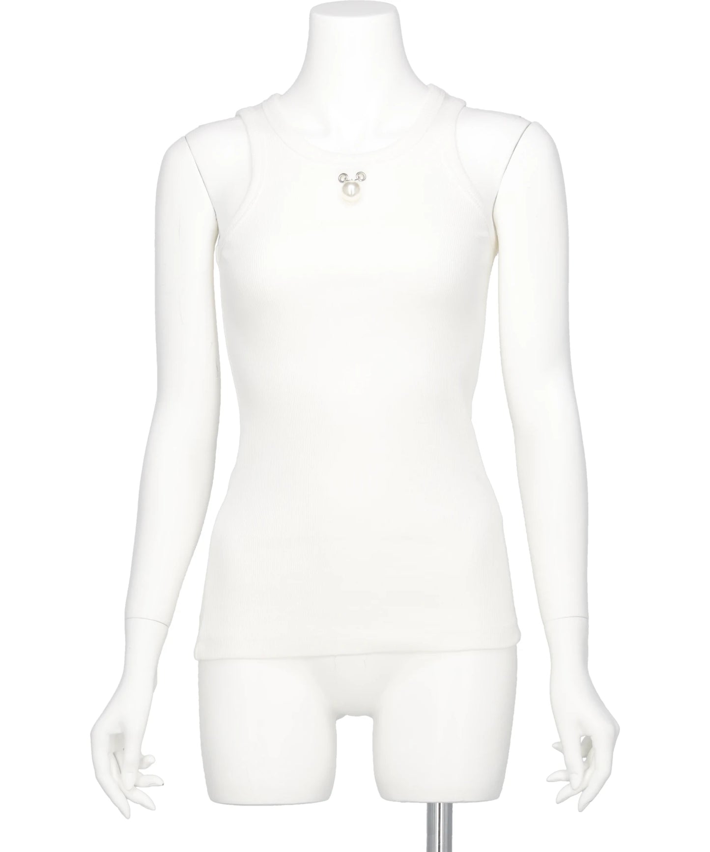 KIMHEKIM(キムヘキム) 2026SS ONE PEARL PIERCING SLEEVELESS TOP ZG1JS09WH