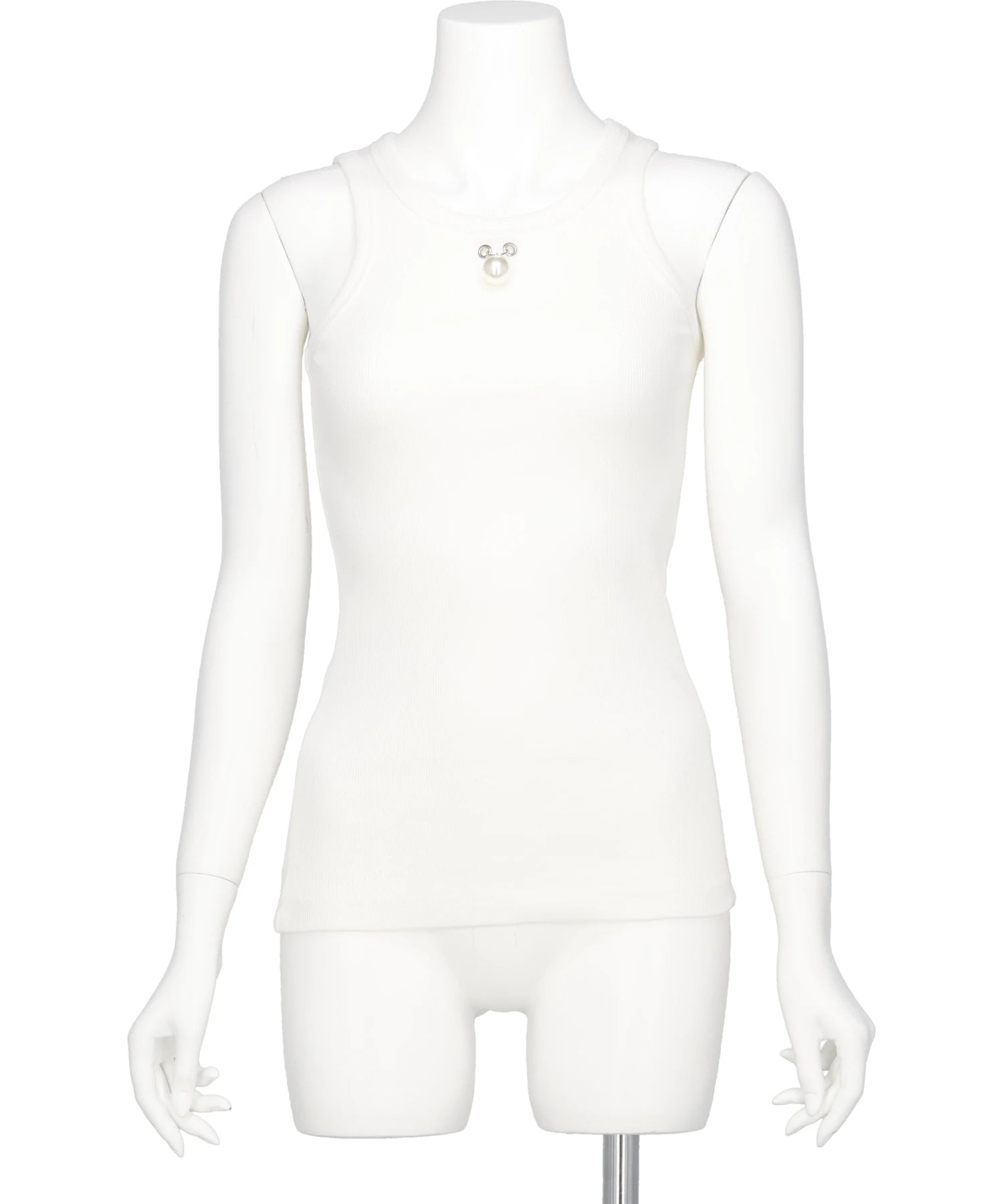 KIMHEKIM(キムヘキム) 2026SS ONE PEARL PIERCING SLEEVELESS TOP ZG1JS09WH