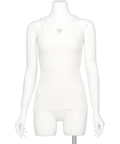 KIMHEKIM(キムヘキム) 2026SS ONE PEARL PIERCING SLEEVELESS TOP ZG1JS09WH