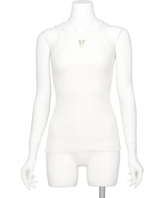 KIMHEKIM(キムヘキム) 2026SS ONE PEARL PIERCING SLEEVELESS TOP ZG1JS09WH