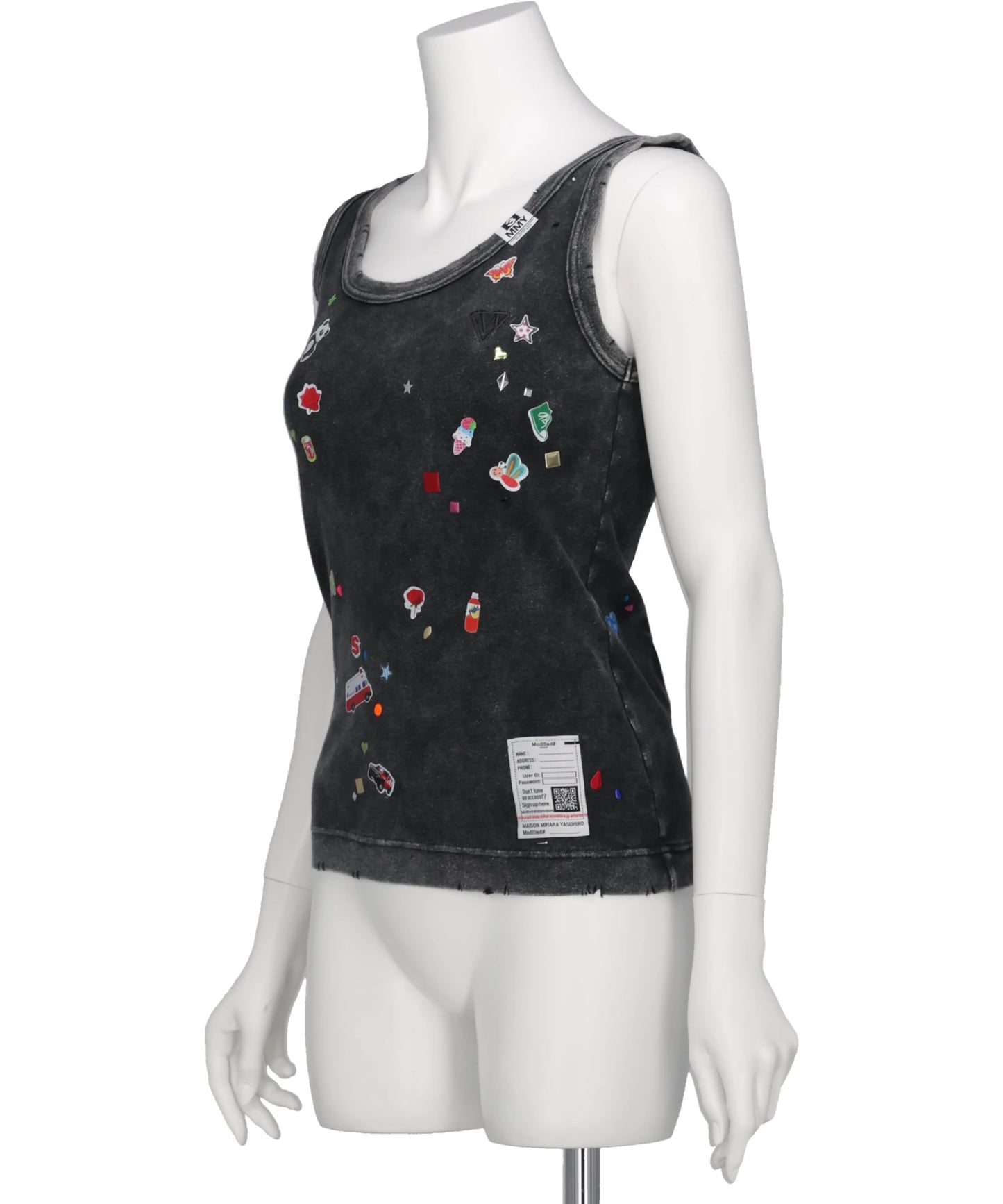 KIDS STICKER PRINT BLEACHED TANK-TOP