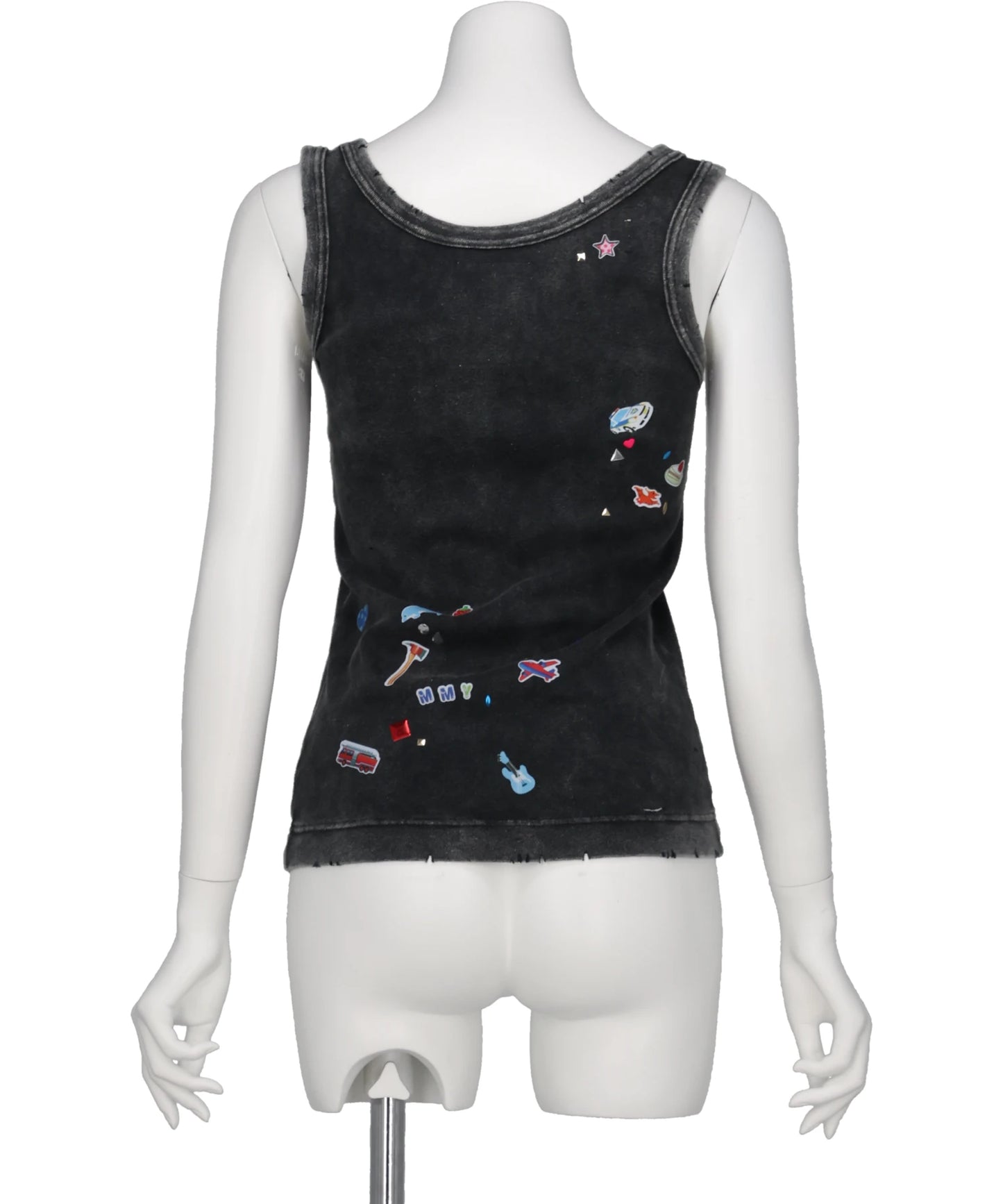 KIDS STICKER PRINT BLEACHED TANK-TOP