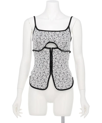 FLORAL JACQUARD FRAISE STITCHCAMISOLE TOP