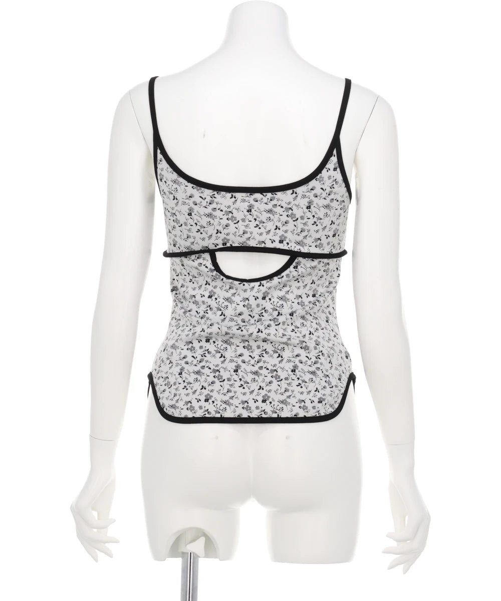 FLORAL JACQUARD FRAISE STITCHCAMISOLE TOP