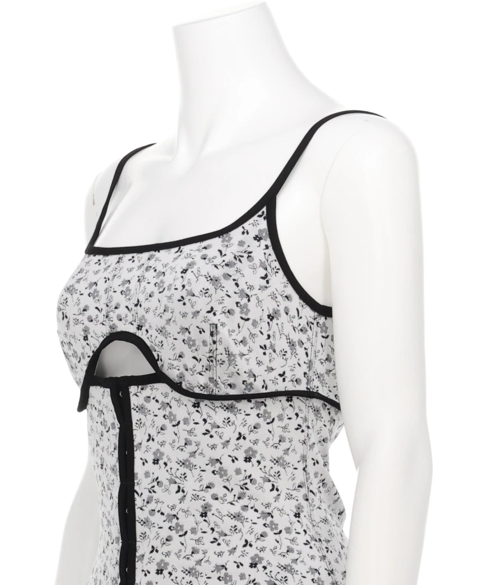 FLORAL JACQUARD FRAISE STITCHCAMISOLE TOP