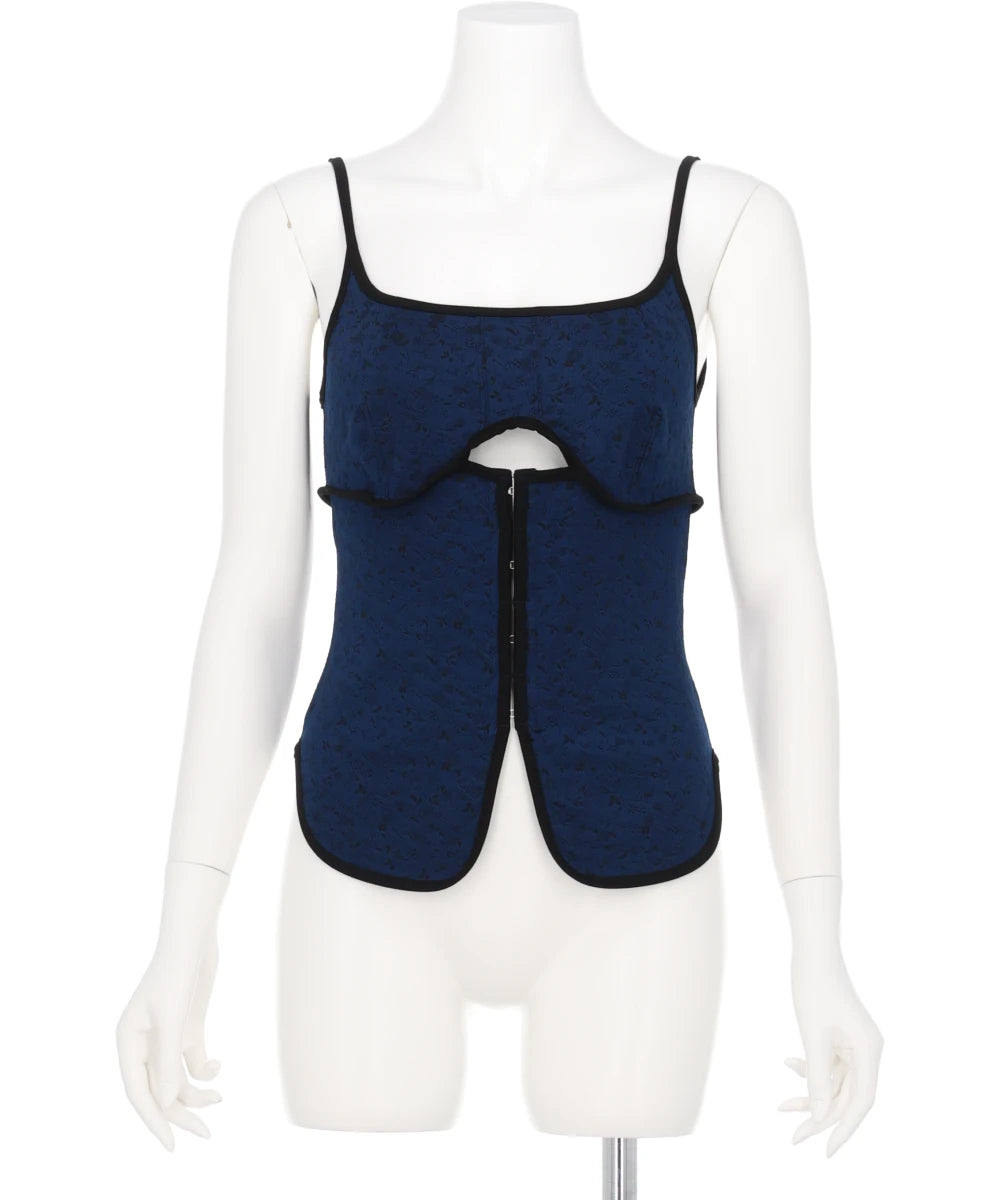 FLORAL JACQUARD FRAISE STITCHCAMISOLE TOP