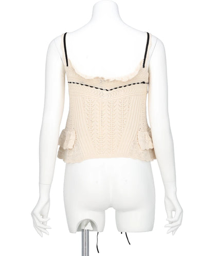 LACE UP RIBBON KNIT CAMISOLE