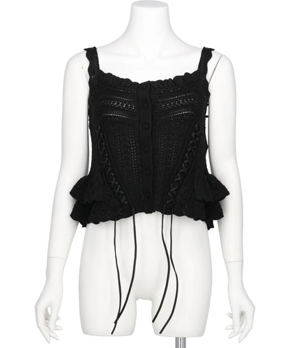 LACE UP RIBBON KNIT CAMISOLE