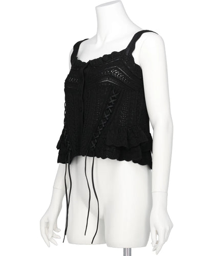 LACE UP RIBBON KNIT CAMISOLE