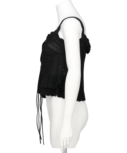 LACE UP RIBBON KNIT CAMISOLE