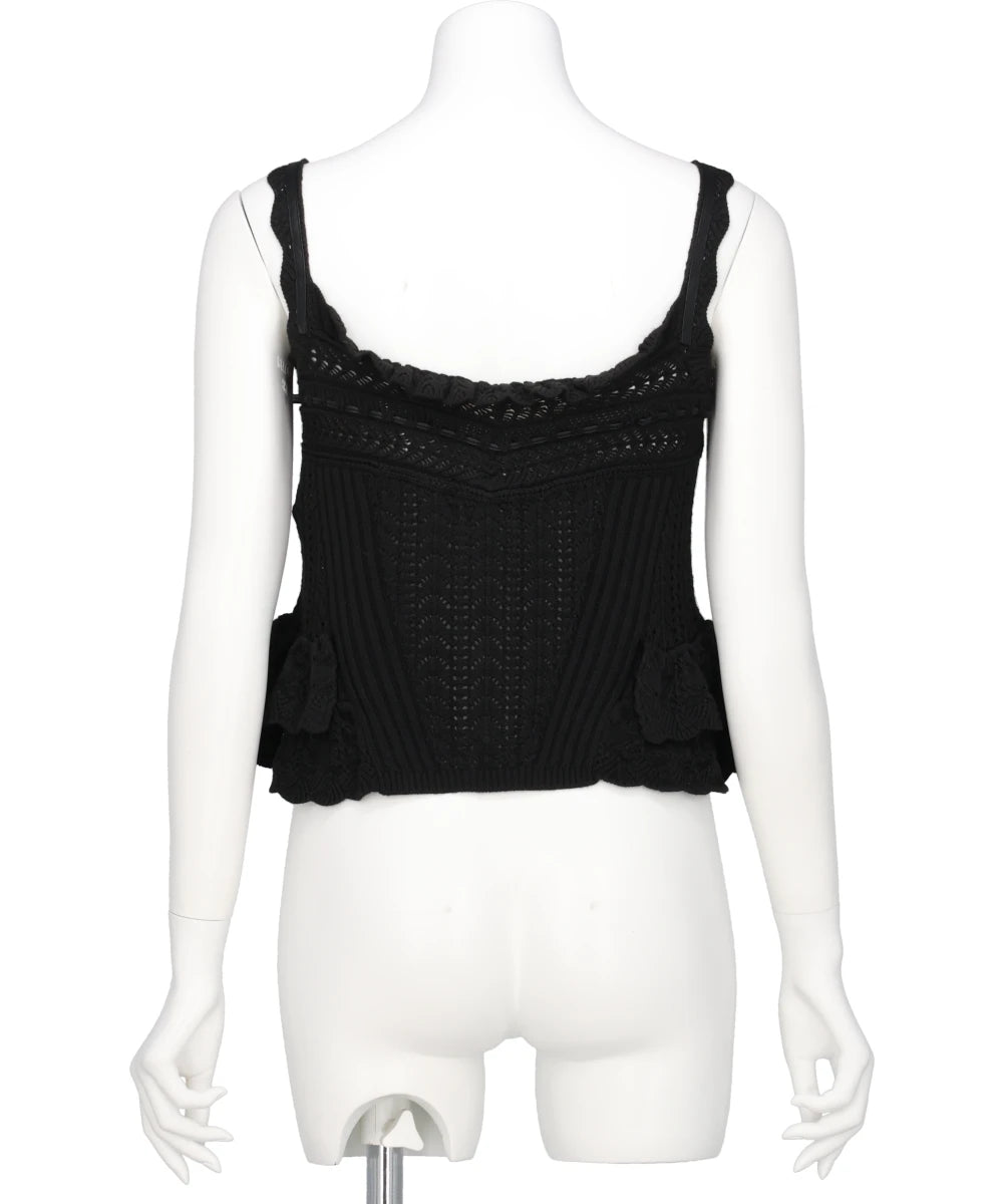 LACE UP RIBBON KNIT CAMISOLE