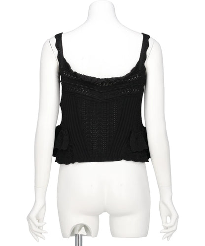 LACE UP RIBBON KNIT CAMISOLE