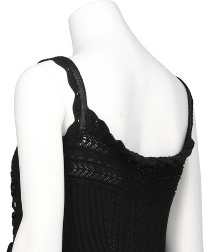 LACE UP RIBBON KNIT CAMISOLE