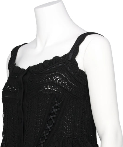 LACE UP RIBBON KNIT CAMISOLE