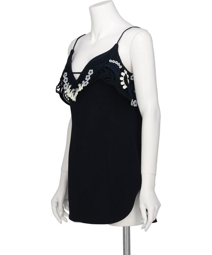 TRIACETATE EMBROIDERY CAMISOLE TOP
