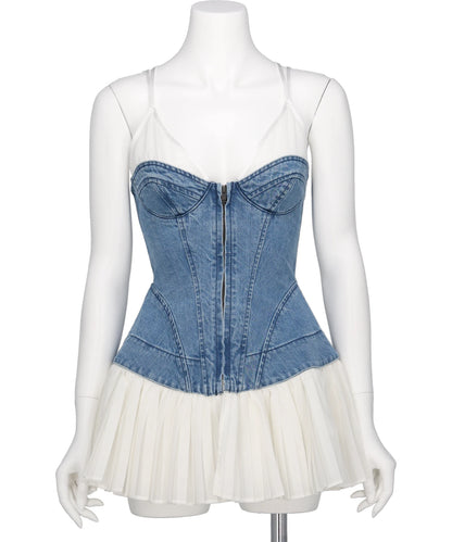 FETICO(フェティコ) 2026SS ORGANIC COTTON DENIM PLEATED BUSTIER TOP FTC262-0101