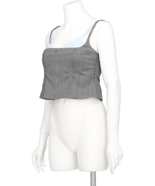 SEAM FRAYED BUSTIER TOPS