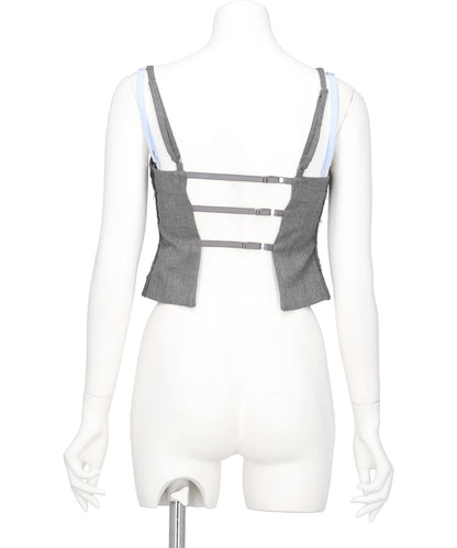 SEAM FRAYED BUSTIER TOPS