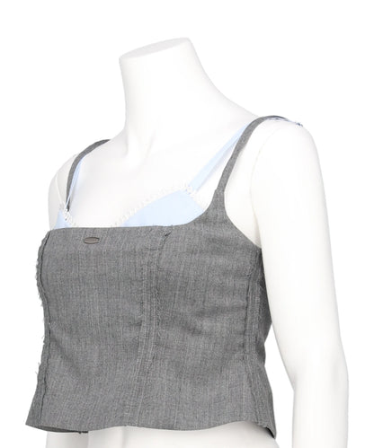 SEAM FRAYED BUSTIER TOPS