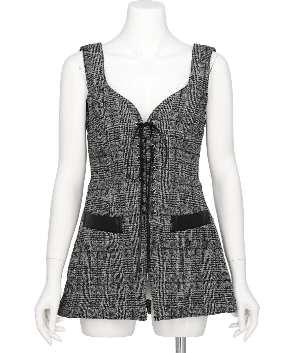 FETICO(フェティコ)GLEN CHECK LACE-UP VEST