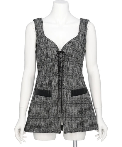FETICO(フェティコ)GLEN CHECK LACE-UP VEST