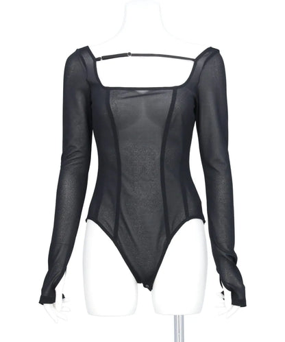 JERSEY FLONT STRAP BODY SUIT TOP