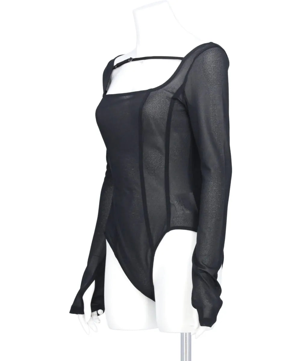 JERSEY FLONT STRAP BODY SUIT TOP