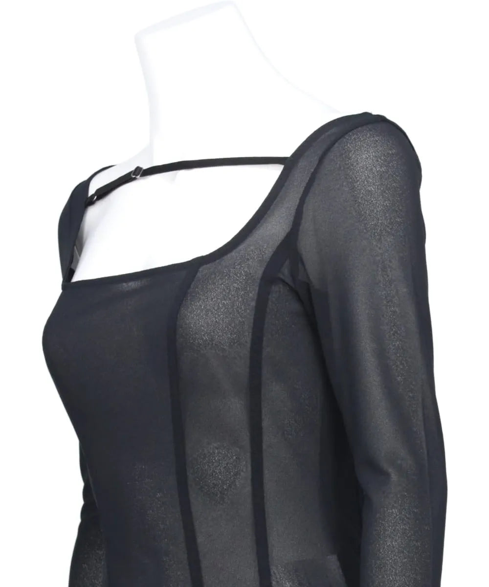 JERSEY FLONT STRAP BODY SUIT TOP