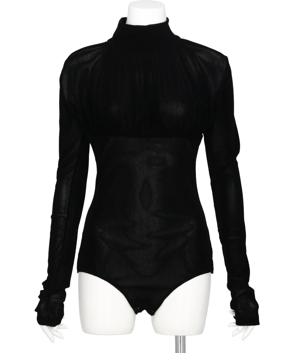 VELVET TULLE TURTLENECK BODYSUIT
