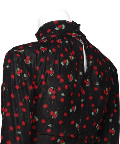 PRINTED VELVET TULLE TURTLENECK BODYSUIT