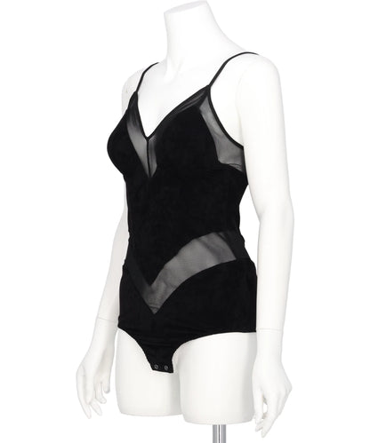 VELOUR PANELED BODYSUIT