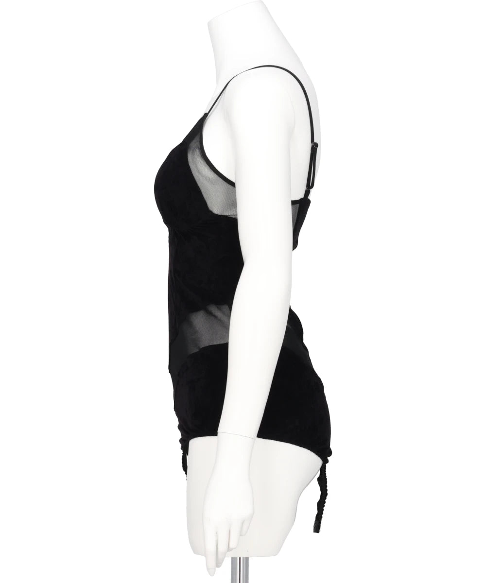 VELOUR PANELED BODYSUIT