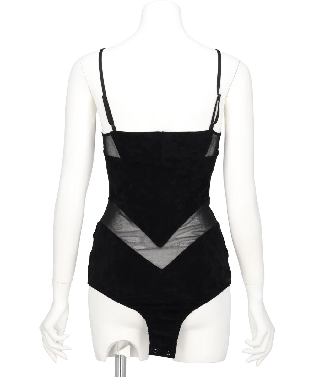 VELOUR PANELED BODYSUIT