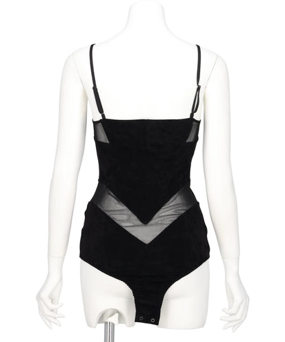 VELOUR PANELED BODYSUIT