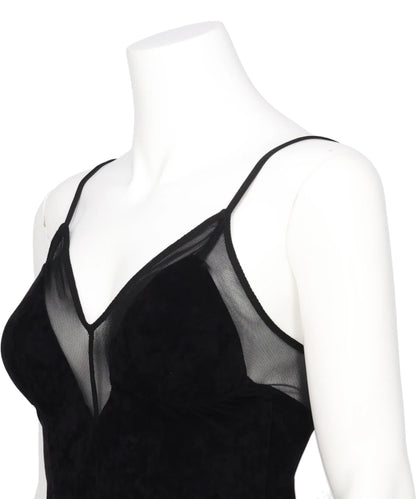 VELOUR PANELED BODYSUIT