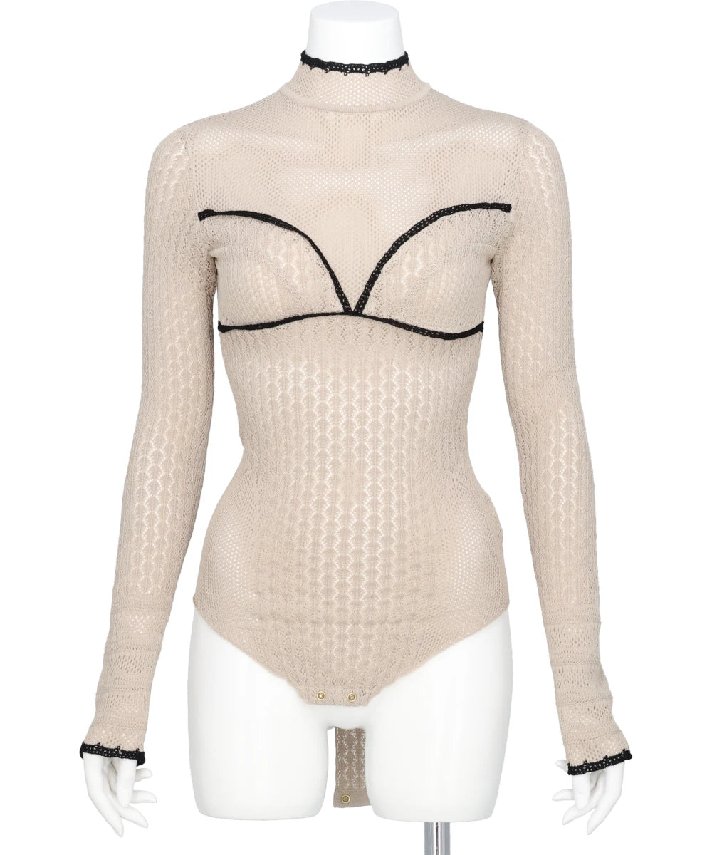 LACE-KNIT BODYSUIT