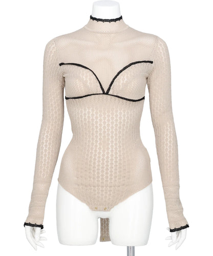 LACE-KNIT BODYSUIT