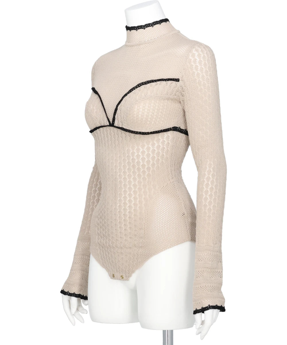 LACE-KNIT BODYSUIT