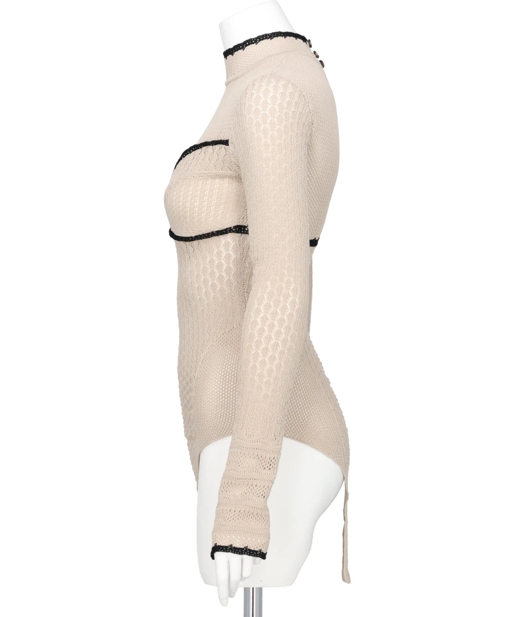 LACE-KNIT BODYSUIT