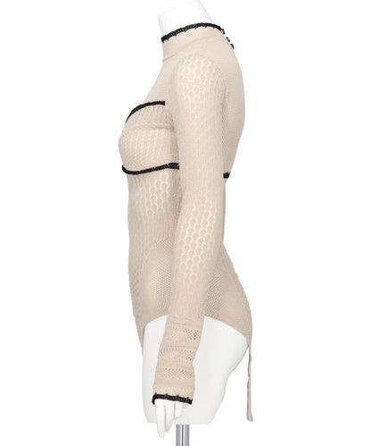 LACE-KNIT BODYSUIT
