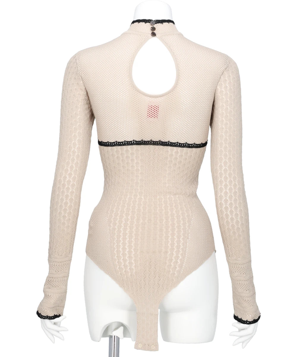 LACE-KNIT BODYSUIT